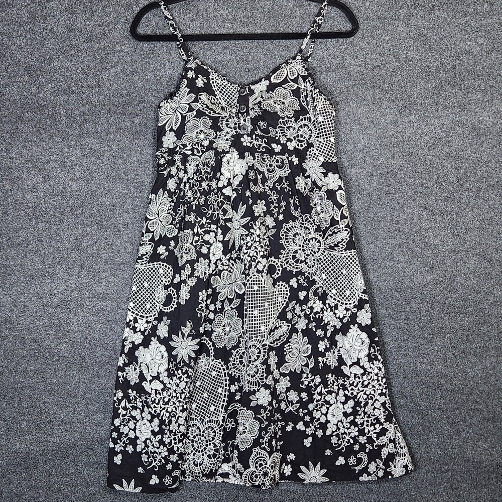 No Boundaries Black White Floral Babydoll Dress Y2K Whimsigoth Cotton Juniors M